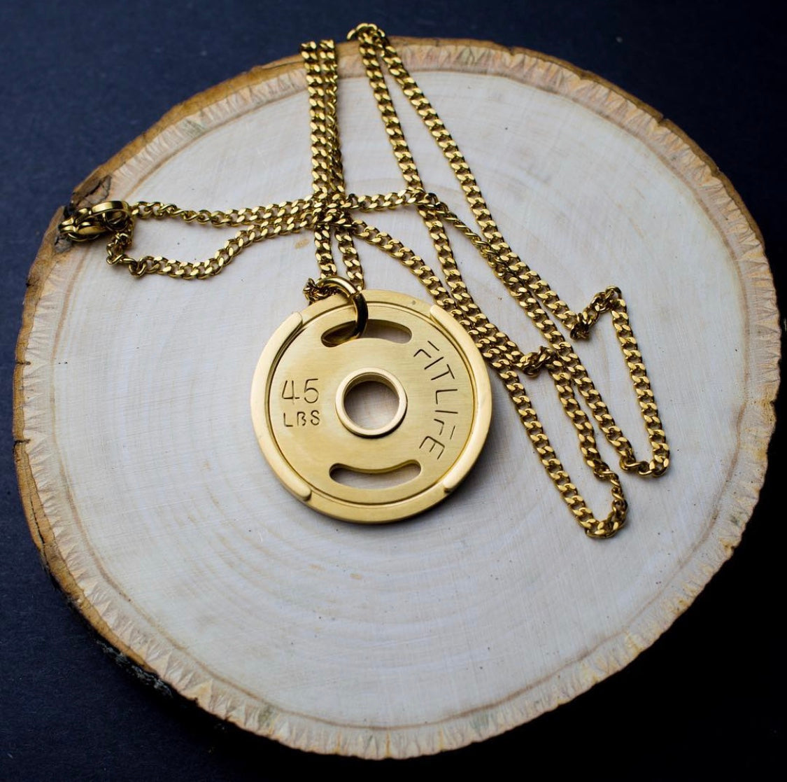 Gold Weight Plate Necklace